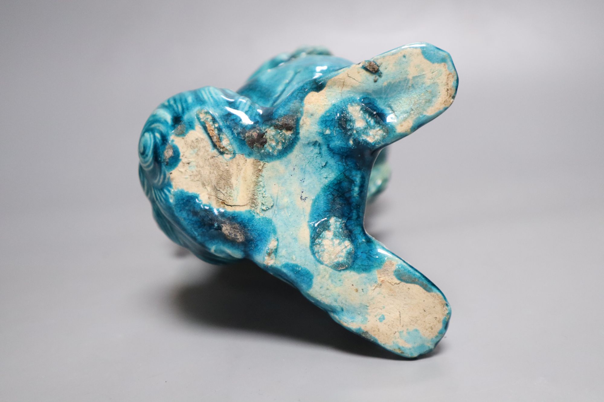 A Japanese turquoise glazed shi-shi, height 24cm